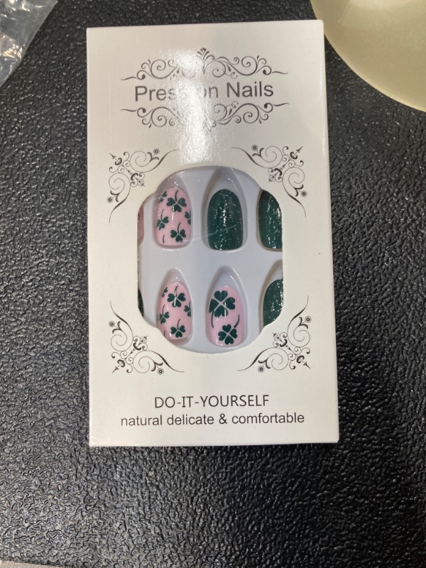 Photo 1 of green and pink press on nails 