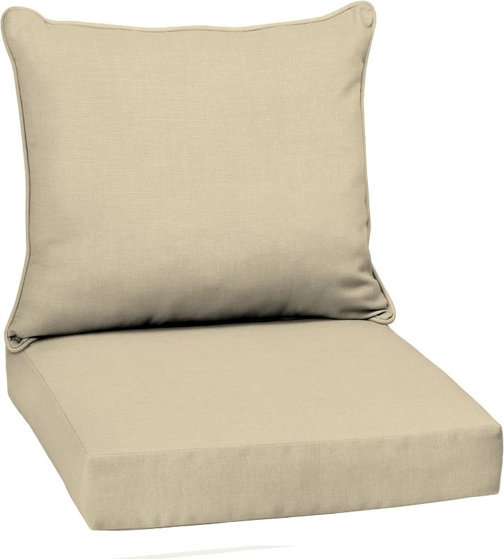 Photo 1 of 24 in. x 24 in. 2-Piece Deep Seating Outdoor Lounge Chair Cushion in Tan Hamilton