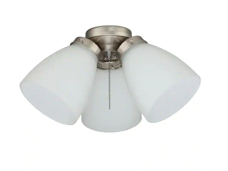 Photo 1 of 3-Light Brushed Nickel Ceiling Fan Shades LED Light Kit