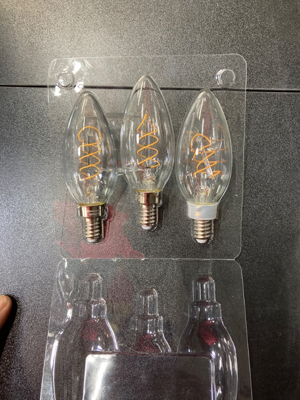 Photo 3 of 40-Watt Equivalent B11 Dimmable E12 Candelabra Fine Bendy Filament LED Vintage Edison Light Bulb Soft White (3-Pack)