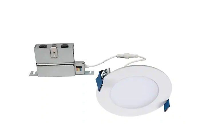 Photo 1 of HLB 4 in. Adjustable CCT Canless IC Rated Dimmable Indoor, Outdoor Integrated LED Recessed Light Kit