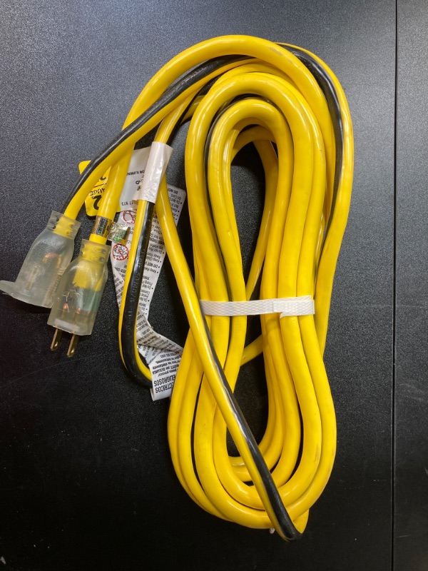 Photo 3 of VividFlex 25 ft. 12/3 Heavy Duty Indoor/Outdoor Extension Cord with Lighted End, Yellow