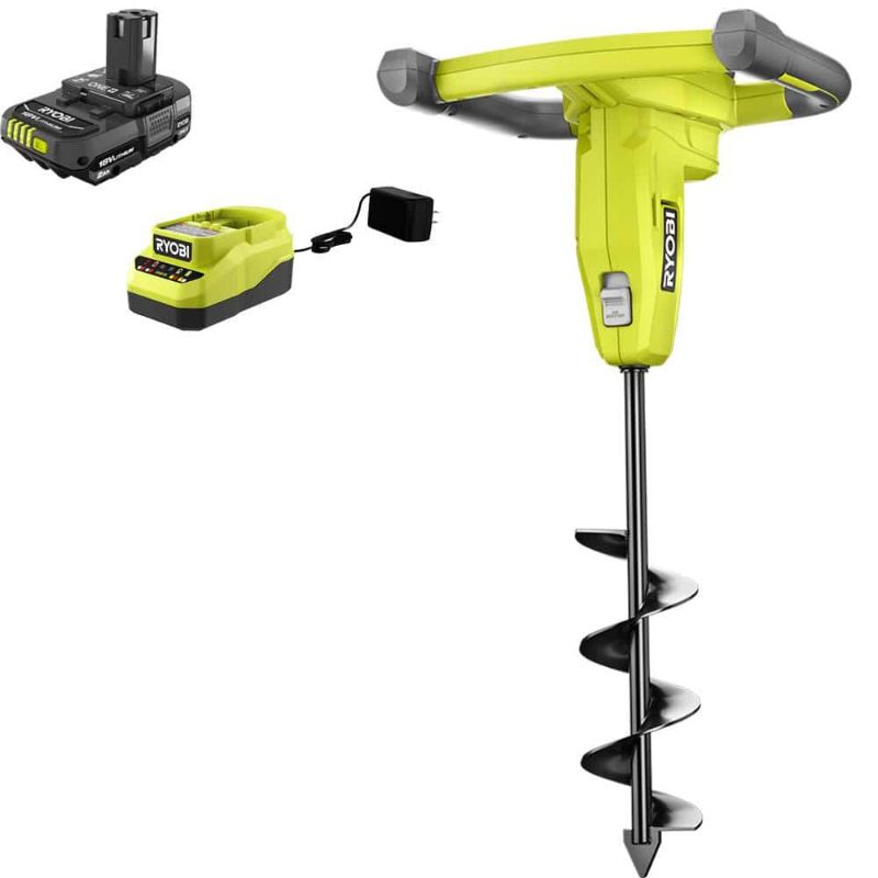 Photo 1 of RYOBI ONE+ 18V Cordless Earth Auger with 3 in. Bit, 2.0 Ah Battery and Charger