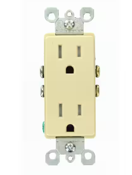 Photo 1 of Decora 15 Amp Tamper Resistant Power Duplex Outlet, Ivory **2PC**