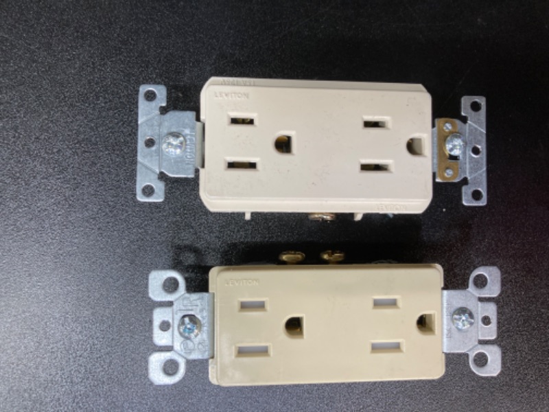 Photo 2 of Decora 15 Amp Tamper Resistant Power Duplex Outlet, Ivory **2PC**