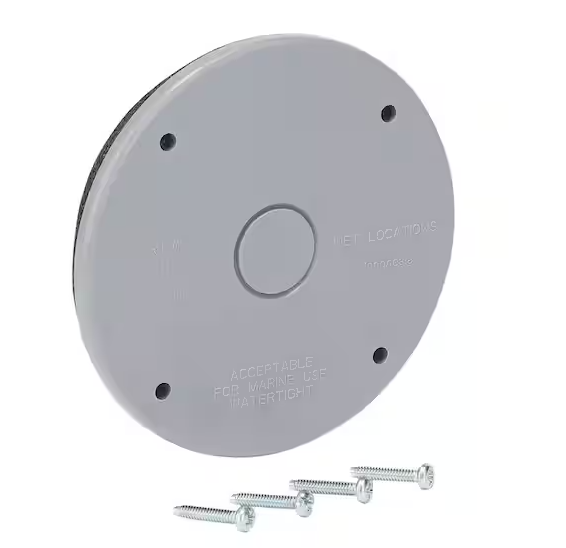 Photo 1 of 4 in. Round Blank Non-Metallic Weatherproof Cover, Gray ***2PC***