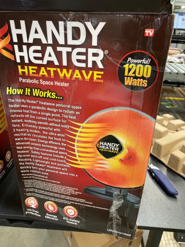 Photo 4 of 2 HANDY HEATER 1200-Watt Oscillating Parabolic Heater, Black