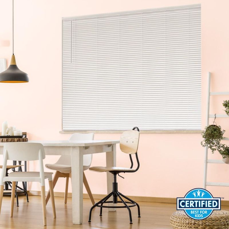 Photo 1 of Hampton Bay White Cordless Room Darkening Vinyl Mini Blinds with 1 in. Slats-72 in. W X 72 in. L (Actual Size 71.5 in. W X 72 in. L)
