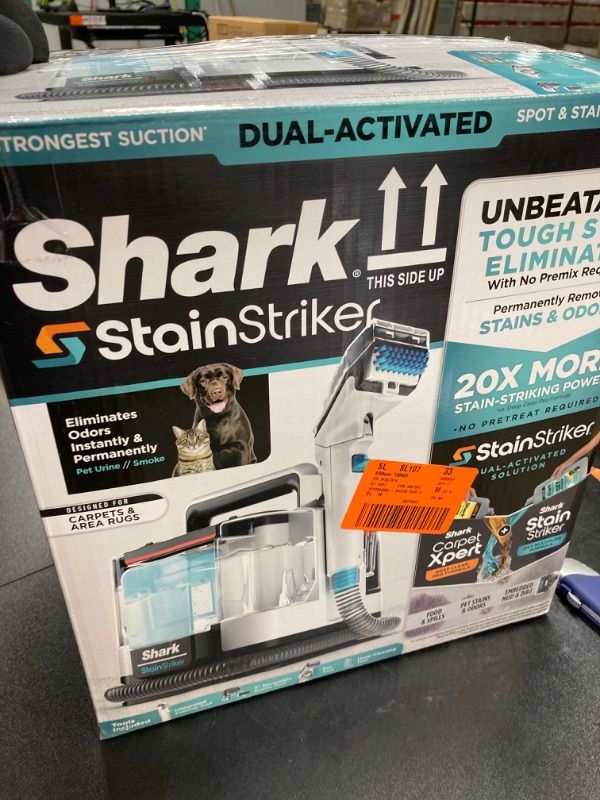 Photo 4 of **PARTS ONLY**Shark PX201 StainStriker Portable Carpet & Upholstery Cleaner, Spot, Stain, & Odor Eliminator, 3 Attachments, Perfect for Pets, Carpet, Area Rugs, Couches, Upholstery, Cars & More, White StainStriker (3 attachments)