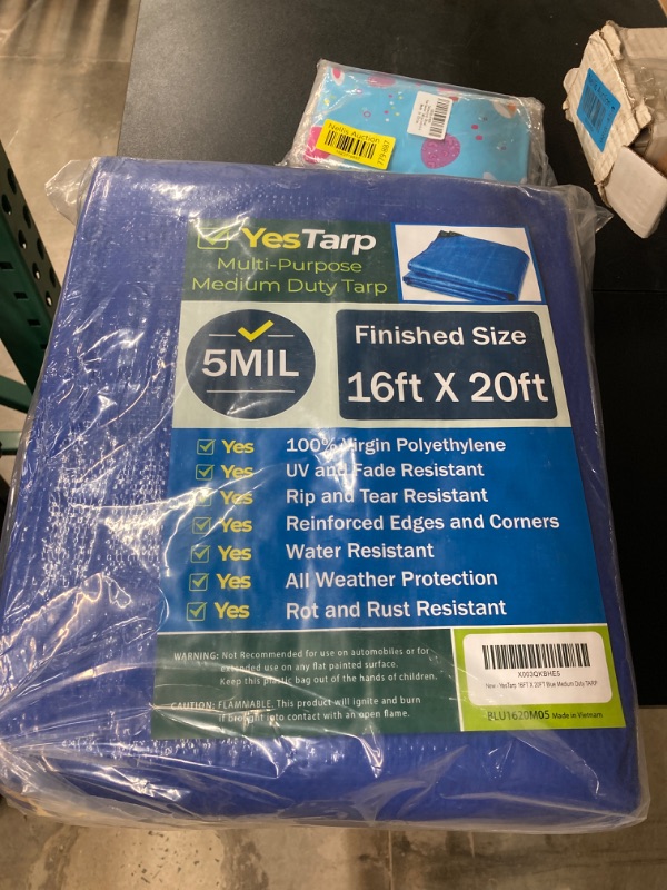 Photo 3 of 10FT X 20FT Blue Medium Duty TARP, Multipurpose Waterproof, Poly tarp, Protective Cover, Rust Proof Polycarbonate Grommets, All Weather, Durable, 5 mil, Reinforced Edges