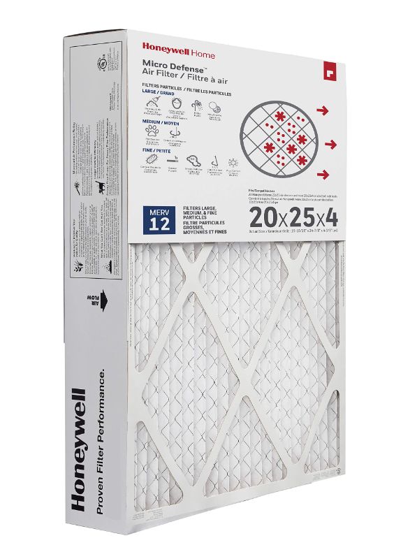 Photo 1 of 3 PIECE BUNDLE! Honeywell Home MicroDefense AC Furnace Air Filter 20 x 25 x 4 MERV 12 (1 pk)