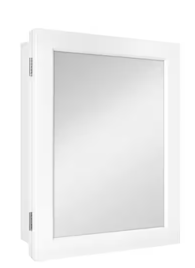 Photo 1 of 15-1/4 in. W x 19-3/8 in. H Rectangular Framed Recessed or Surface-Mount Bathroom Medicine Cabinet with Mirror, White