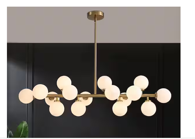 Photo 1 of 16-Light Brass Globe Sputnik Dining Room Chandelier Mid Century Kitchen Pendant Light