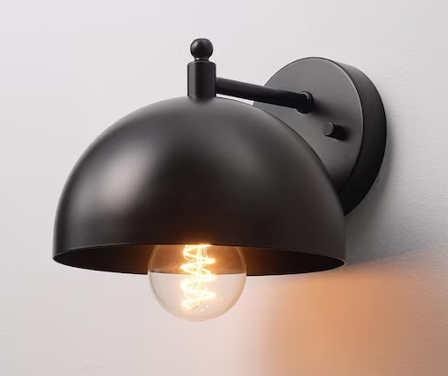 Photo 1 of 7.9 in. 1-Light Matte Black Wall Sconce with Black Metal Shade