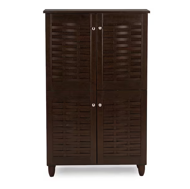 Photo 1 of 48.17 in. H x 29.95 in. W Brown Wood Shoe Storage Cabinet