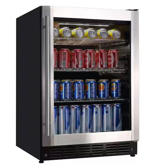 Photo 1 of 23.4 in. 50 Bottle, 154 Can, Wine and Beverage Cooler with Stainless Steel Door