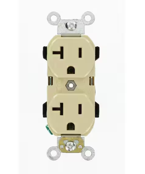 Photo 1 of 20 Amp Industrial Grade Heavy Duty Self Grounding Duplex Outlet, Ivory (5PC) 