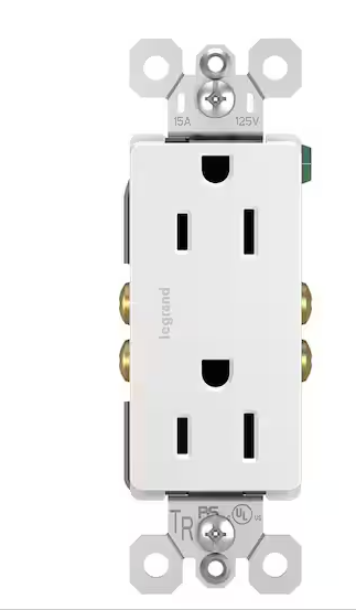 Photo 1 of radiant 15 Amp 125-Volt Tamper Resistant Decorator Duplex Outlet, White (10-Pack)
