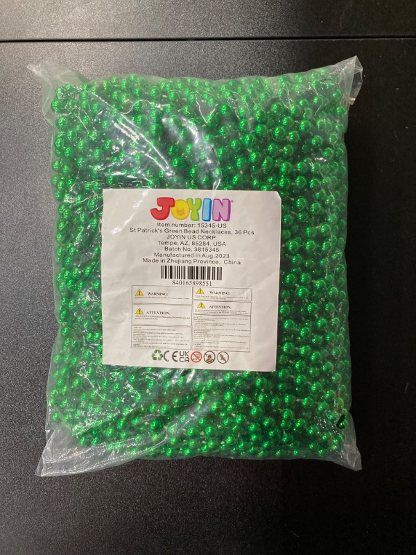 Photo 2 of JOYIN 36 PCS St Patrick Green Bead Necklaces, Lucky Green Beaded Necklaces Bulk for Saint Patrick's Day Accessories, Party Costume Dressing-up Accessories, St. Patrick's Day Party Favor Supplies