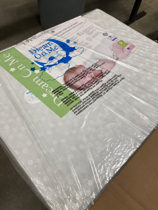 Photo 2 of 52' L 27 ' W Dream On Me Breathable Foam Crib and Toddler Bed Standard Mattress, 5 Inch