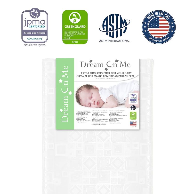 Photo 1 of 52' L 27 ' W Dream On Me Breathable Foam Crib and Toddler Bed Standard Mattress, 5 Inch