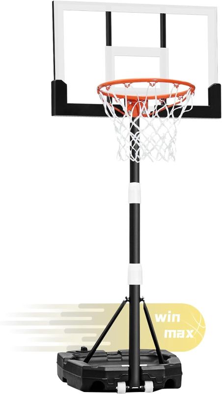 Photo 1 of ***USED, MISSING SOME ACCESSORIES*** WIN.MAX Kids Basketball Hoop, 3.2 to 7.2FT Adjustable Height, Swimming Pool Basketball Hoop Outdoor 28in Backboard for Kids/Adults Indoor Outdoor