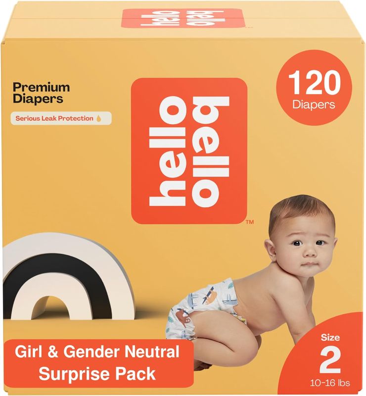 Photo 1 of 3 PACKS of Hello Bello Diapers, Size 2 (10-16 lbs) Surprise Pack for Girls - 96 Count of Premium Disposable Baby Diapers, Hypoallergenic with Soft, Cloth-Like Feel