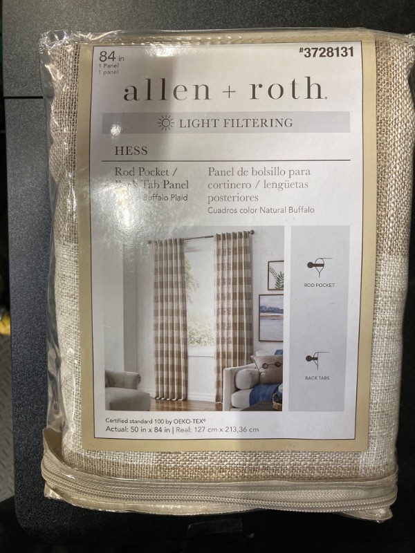 Photo 2 of allen + roth 84-in Natural Light Filtering Back Tab Single Curtain Panel