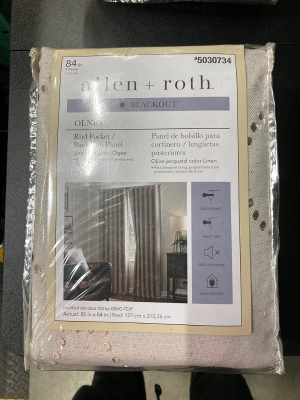 Photo 1 of allen + roth 84-in Linen Blackout Thermal Lined Back Tab Single Curtain Panel