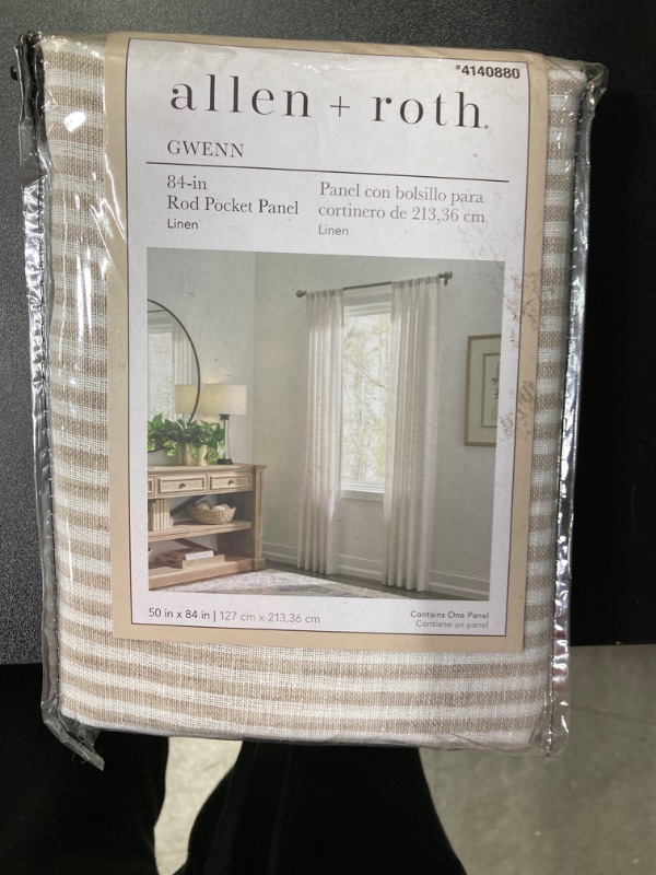 Photo 2 of allen + roth 84-in Linen Light Filtering Rod Pocket Single Curtain Panel