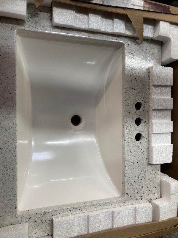 Photo 1 of 25 in. Solid Surface Vanity Top in Silver Ash with White Sink