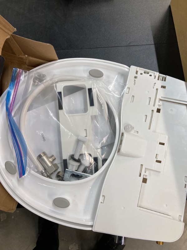 Photo 1 of Removable Non-Electric Slow Close Bidet Seat for Round Toilets in White with Dual-Nozzle and Night Light