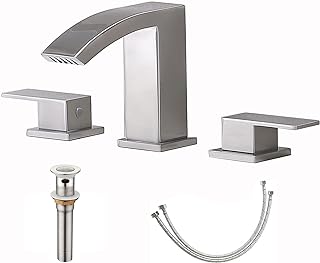 Photo 1 of Dowell 8 in. Waterfall Widespread 2-Handle Bathroom Faucet With Pop-up Drain Assembly in Spot Resist Brushed Nickel