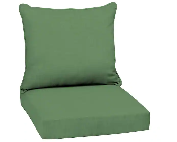 Photo 1 of 22 in. x 24 in. 2-Piece Deep Seating Outdoor Lounge Chair Cushion in Moss Green Leala