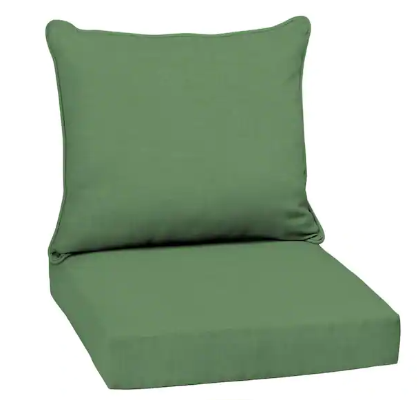 Photo 1 of 22 in. x 24 in. 2-Piece Deep Seating Outdoor Lounge Chair Cushion in Moss Green Leala