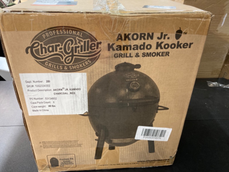 Photo 4 of Char-Griller Akorn Jr. Kamado Kooker Charcoal Grill - Red