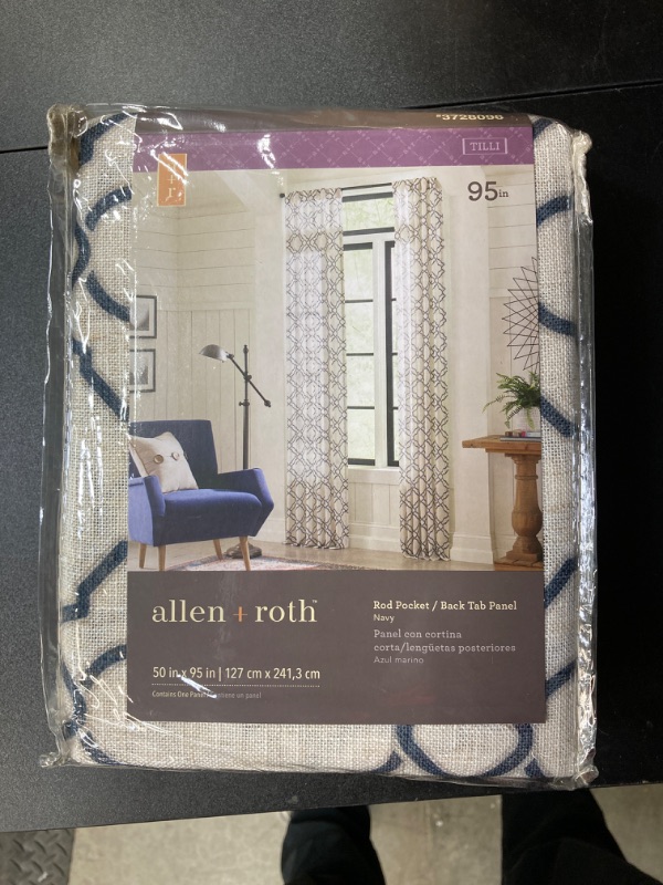 Photo 2 of allen + roth 95-in Navy Light Filtering Back Tab Single Curtain Panel (100 PACKS , 25 BOXES)