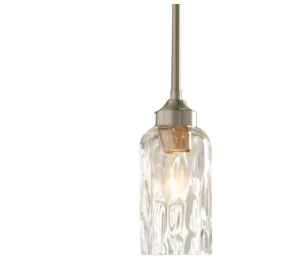 Photo 1 of allen + roth Latchbury Brushed Nickel Transitional Textured Glass Cylinder Mini Hanging Pendant Light