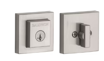 Photo 1 of Baldwin Spyglass, Single Cylinder Front Door Deadbolt Featuring SmartKey Re-key Technology and Microban Protection, in Satin Nickel Satin Nickel Deadbolt