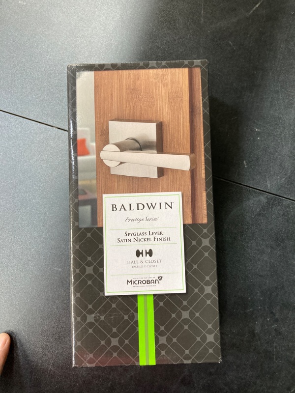 Photo 1 of Baldwin Spyglass , Interior Passage Door Reversible Lever for Hallway/Closet/Rooms, Non-Locking Door Handle With Microban Protection, in Satin Nickel Satin Nickel Passage Passage (3BOXES)