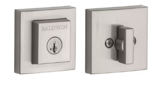 Photo 1 of Baldwin Spyglass, Single Cylinder Front Door Deadbolt Featuring SmartKey Re-key Technology and Microban Protection, in Satin Nickel Satin Nickel Deadbolt