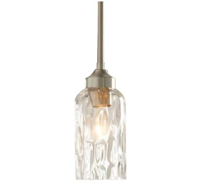 Photo 1 of allen + roth Latchbury Brushed Nickel Transitional Textured Glass Cylinder Mini Hanging Pendant Light (2BOXES)