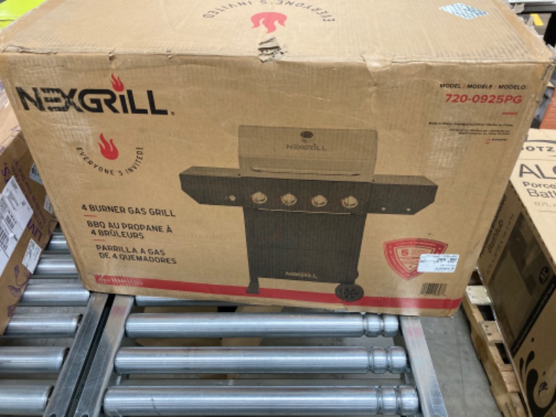 Photo 3 of 4-Burner Propane Gas Grill in Black with Stainless Steel Main Lid