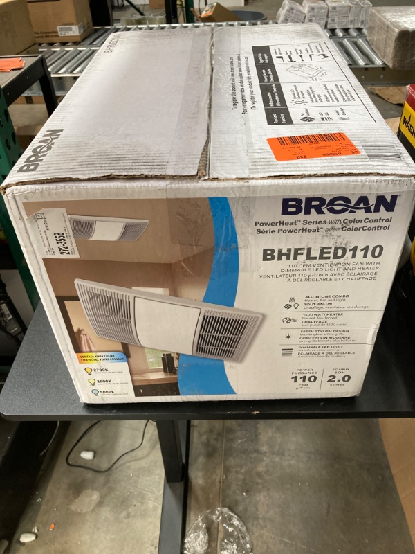 Photo 3 of Broan-NuTone BHFLED110 PowerHeat Bathroom Exhaust Fan, Heater, and LED Light Combination, 110 CFM LED 110 CFM Fan and Heater