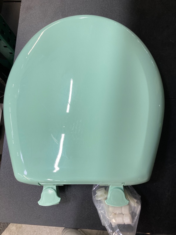 Photo 2 of Bemis 200SLOWT 165 Toilet Seat will Slow Close, Never Loosen and Easily Remove, ROUND, Plastic, Mint Green Round Mint Green