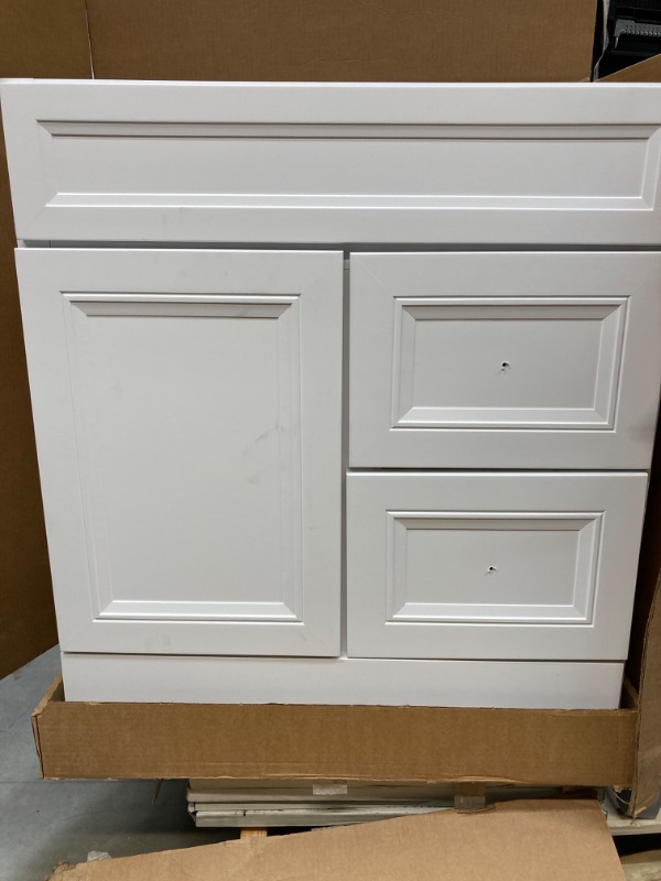 Photo 2 of ***NO MARBLE TOP*** Sedgewood 30.5 in. W x 18.75 in. D x 34.375 in. H Single Sink Bath Vanity in White with Arctic Solid Surface Top