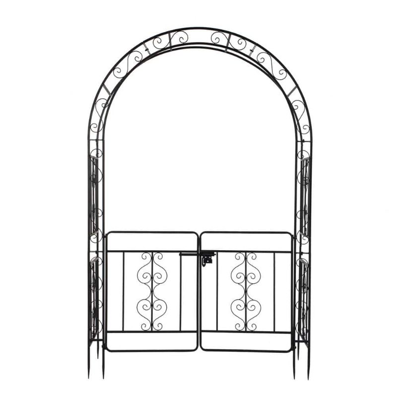 Photo 1 of 83.9 in. x 53 in. Iron Grande Arbor with Gates
