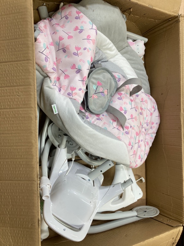Photo 2 of Ingenuity SimpleComfort Lightweight Compact 6-Speed Multi-Direction Baby Swing, Vibrations & Nature Sounds, 0-9 Months 6-20 lbs (Pink Cassidy)