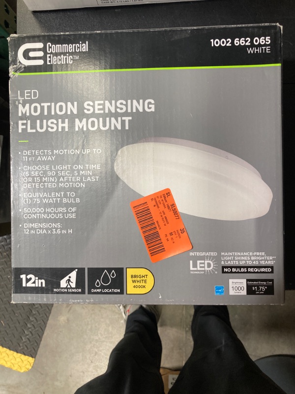 Photo 1 of 12 in. Adjustable Motion Sensor LED Flush Mount Ceiling Light 1000 Lumens Dimmable Direct Wire 4000K