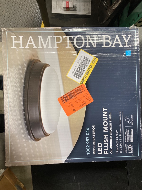 Photo 3 of Hampton Bay Weather Resistant Oil Rubbed Bronze Integrated LED Outdoor Flush Mount New Open Box